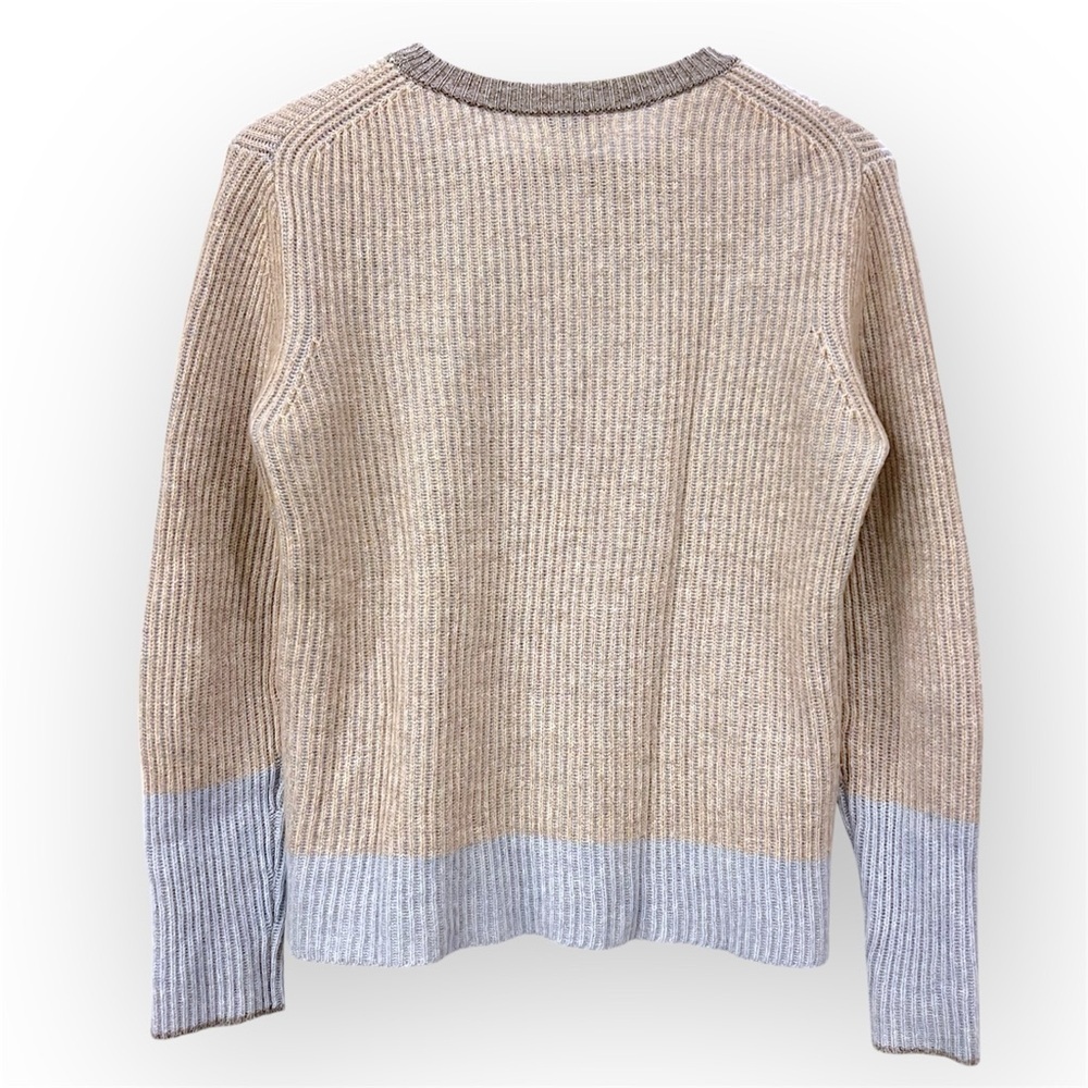 Kinross Cashmere ribbed knit pullover sweater, colorblock pastel colors, Sz L - Picture 7 of 10